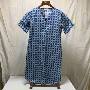 VLT'S by Valentina's Geometric Shirt Dress with Pockets NWT Size L Blue